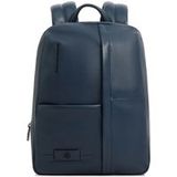 Piquadro Expandable laptop backpack 14" Men leather blue