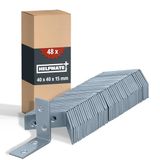 HELPMATE Stoelhoek 40x40x15 mm – 48 stuks – verzinkt | Blauw gepassiveerde elleboogverbinding – corrosiebestendig, voorgeboorde gaten en eenvoudig te installeren