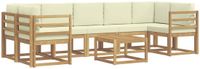 vidaXL Hoek loungeset Wit en crème Acacia hout 4 zitplekken