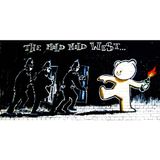 Homemania Banksy Beer-inspiratiebeeld, bedrukt, digitaal, tekening, meerkleurig, hout, katoen, 120 x 60 x 3