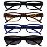 Leesbril Zwart Bruin Blauw Lezers Met UV400 Zon Lezer Waarde 4 Stuks Mannen Vrouwen RRRS32-1231 +1,00