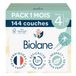 BIOLANE - Couches pour bébé Taille 4 (7-18 kg) - Pack 1 mois - 144 couches