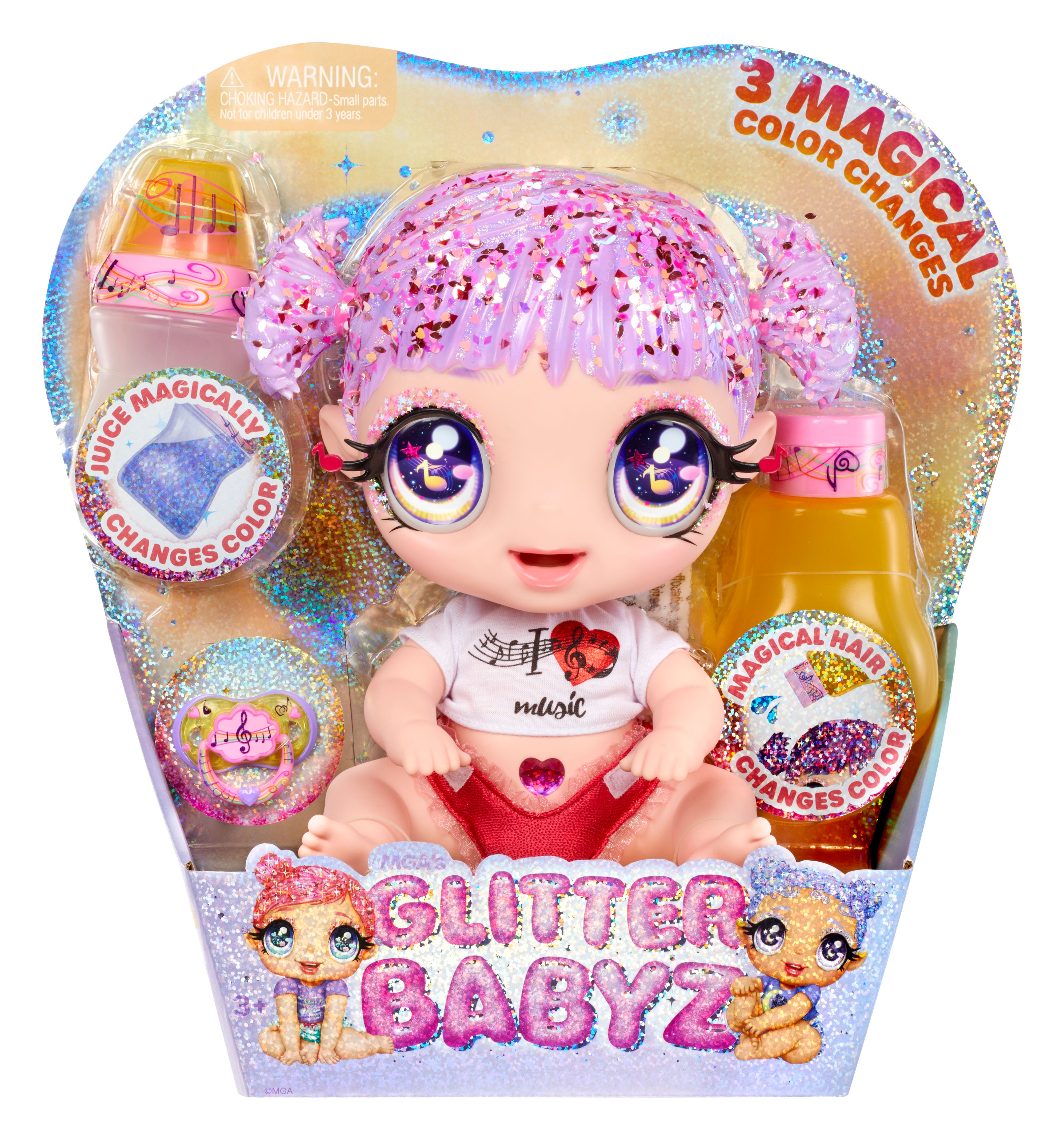 MGA Entertainment Glitter Babyz-pop serie 2 - Melody Highnote (muziek) - 28cm