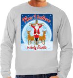 Bellatio Decorations Shoppartners Bv Foute Kersttrui / sweater - Now i believe in holy Santa - grijs voor heren - kerstkleding / kerst outfit S
