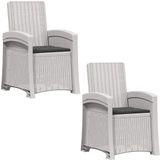 vidaXL Ligstoel Rieten Look Wit en Antracietkleurig PP