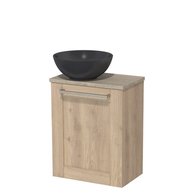 Maxaro Toiletmeubel met Waskom Quartz Modulo Lichtbruin Eiken Kader 41 cm Lichtgrijs Eiken Blad