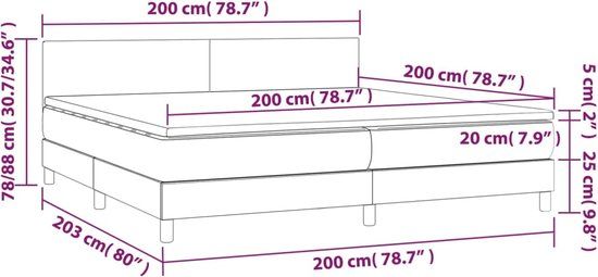 vidaXL Boxspring met matras fluweel donkergrijs 200x200 cm