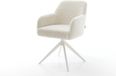 DELIFE Eetkamerstoel Greg-Flex kruisframe breed wit teddy beige 360° draaibaar rocker-functie pocketveer kern
