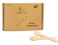 BOFA Eco Tableware Wegwerpdessertlepels Houten lepels - 200 stuks Biologisch afbreekbare houten ijslepels Ronde kruidenlepel Honinglepel Theelepel Kleine lepels voor zout, suiker, peper, koffie