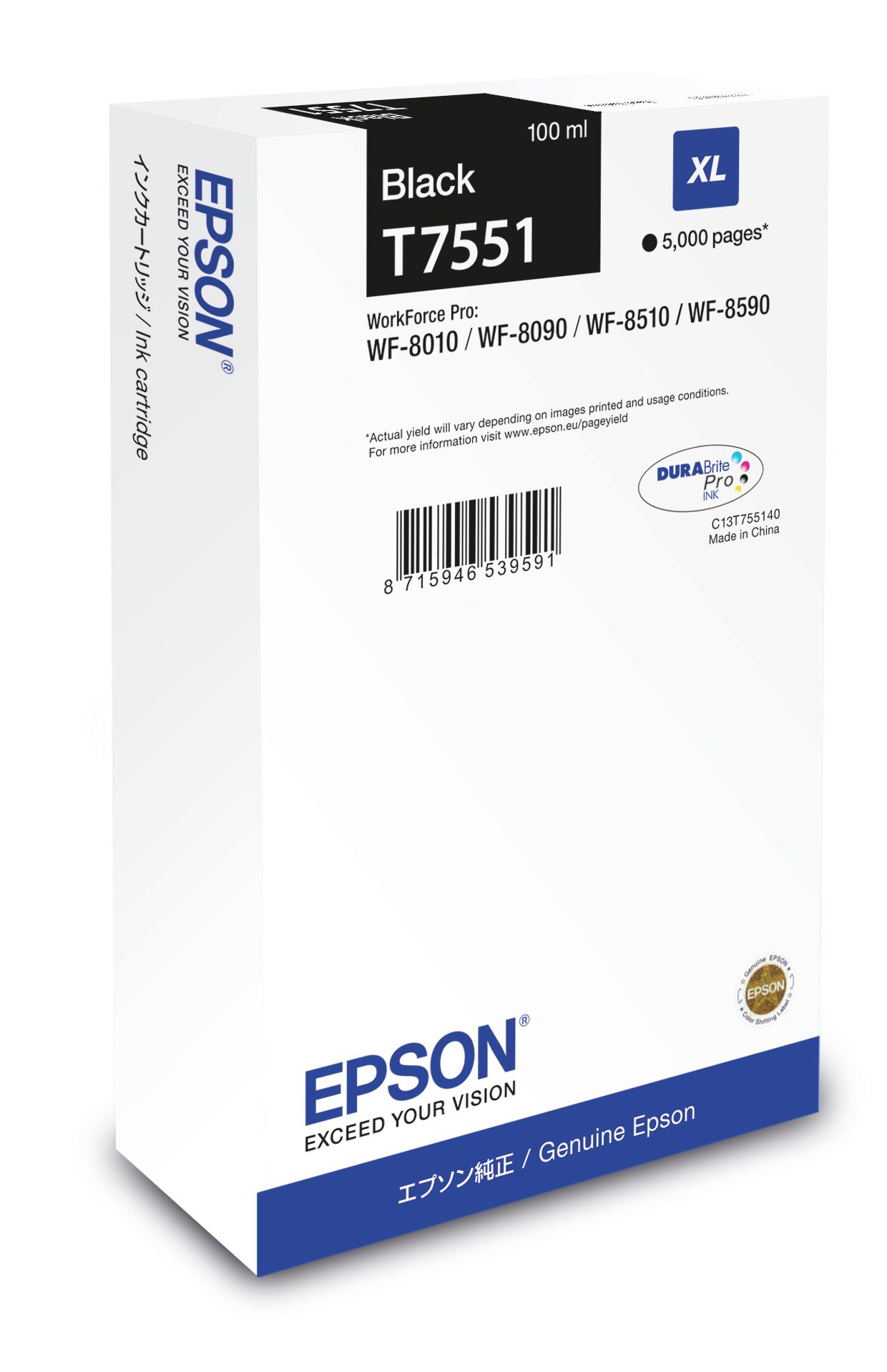 Epson T7551 XL Black Ink Cartridge - Original