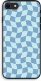 Case Company® - iPhone 8 Hoesje - Grid Blauw - Biologisch Afbreekbaar - Back Cover