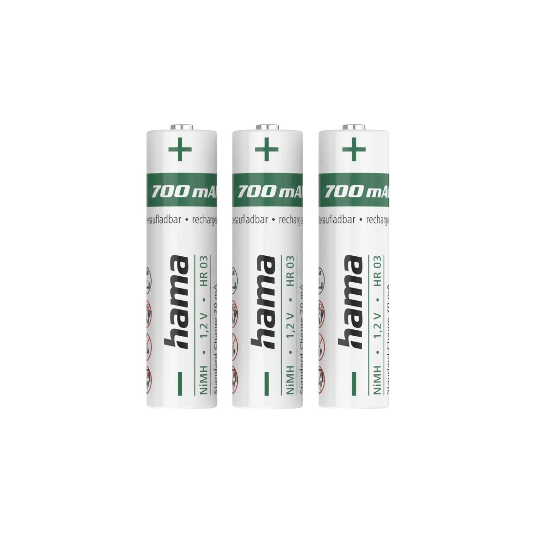 Hama AAA NiMH Oplaadbare Batterijen - 700mAh - 3 Stuks