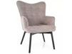 Chaise en tissu polyester beige assise rembourrée