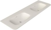 Saniclass Terra Meuble lavabo - 141x46x1.2cm - 2 vasques - sans trou de robinetterie - surface solide - blanc mat