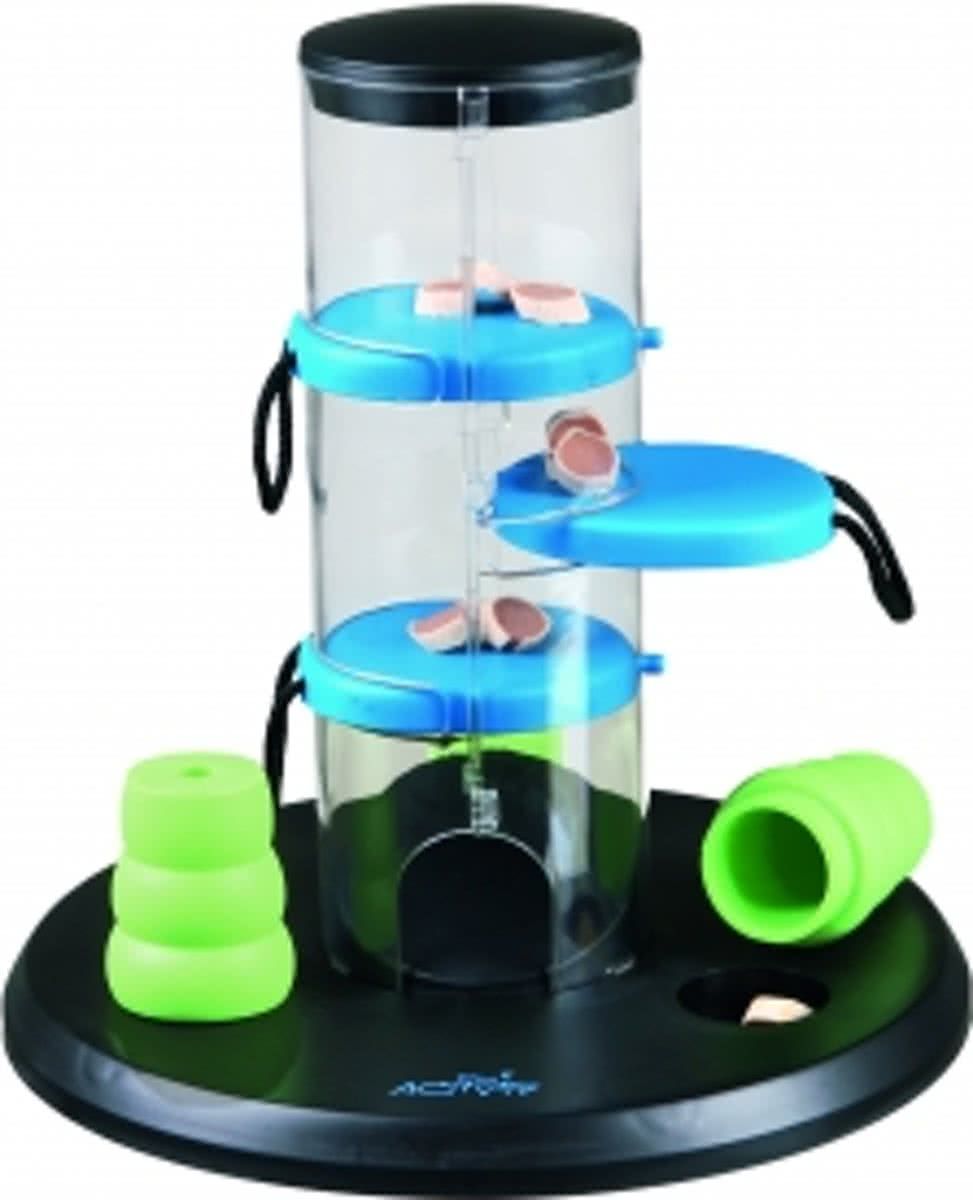 TRIXIE Dog Activity Strategy Game Gambling Tower - Piepend Speelgoed - 266 mm x 262 mm x 113 mm - Brown/Geel/Rood