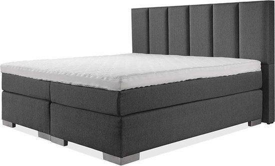 BedNL Boxspring Utrecht 140x210 - Compleet - Antracite - Pocketvering - Koudschuim Topper
