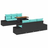 vidaXL Tuinbank Set Zwart Polyrattan