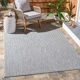 Safavieh Hedendaags tapijt voor woonkamer, eetkamer, slaapkamer - Courtyard Collection, korte pool, zwart en beige, 79 x 152 cm
