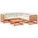 vidaXL Loungeset met kussens, massief grenenhout, wasbruin