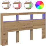 vidaXL Hoofdbordkast met LED, ambachtelijk eiken, 180 x 17 x 102 cm