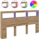 vidaXL Hoofdbordkast met LED, ambachtelijk eiken, 180 x 17 x 102 cm