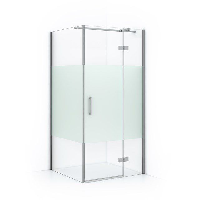 Maxaro Douchecabine Diamond 90x80cm 8mm Helder Veiligheidsglas met Matte Strook Chroom