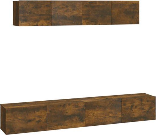 vidaXL 4-delige Tv-meubelset bewerkt hout gerookt eikenkleurig