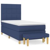 vidaXL Boxspringbed met matras, blauw, 180x200 cm, gestoffeerd
