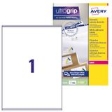 Avery L7167 Zelfklevende pakket verzendlabels, laserprinters, 1 etiket per A4-blad, 100 etiketten, UltraGrip, wit, 99,6 x 289,1