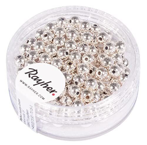 RAYHER 1630222 plastic ronde parels, 4 mm ø, zilver