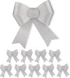 Merkloos Relaxdays strik - set van 10 - grote cadeaustrik - verjaardag & kerstboomversiering - glitterstrik - kerststrik - zilver