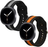 kwmobile 2x horlogebandjes geschikt voor Samsung Galaxy Watch 8 / Watch 8 Classic 46mm bandje - Smartwatch bandjes van TPU - Activity tracker horloge band in zwart / grijs
