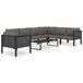 vidaXL Loungeset 8-delig met kussens poly rotan antraciet