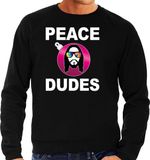Bellatio Decorations Hippie jezus Kerstbal sweater / Kerst trui peace dudes zwart voor heren - Kerstkleding / Christmas outfit XXL