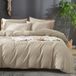 Ibenzoa® Beige et Kaki Linge de lit en coton et lin – Housse de couette 135x200 cm et 2 taies d'oreiller 80x80 cm