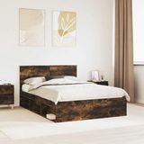 vidaXL Bedframe Rook Eiken 140 x 200 cm Massief Grenenhout