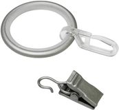Gardinia gordijnringen met schuifinzet, plooihaken en clips, metaal, voor Ø 19 mm, zilver, verpakking van 10