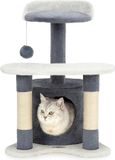 Goodivery Arbre à chat, feuilles, arbre à griffer pour chats, arbre à chat, sisal, en différentes couleurs, gris/blanc