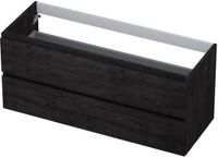 INK - Onderkast 2 Laden Greeploos met Houten Keerlijst - 1200x450x520 Mm - Houtskool Eiken