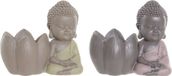 DKD Home Decor Decoratief figuur Bruin Boeddha Groen Hars Licht Roze (12.5 x 7.5 x 9.7 cm)