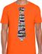 Bellatio Decorations T-shirt voor heren - cassettebandje stropdas - oranje - muziek fan S
