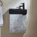 Hudson Reed Cluo Meuble lave-mains suspendu – 40 cm - Gris béton - Avec lavabo noir - Avec poignée invisible noire