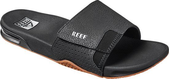 Reef Fanning Slide Zwart Zilver maat 43