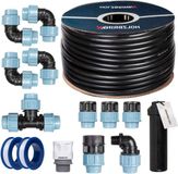 Gazon Irrigatieset - Bewateringssysteem Sproeiers - Gazon Onderhouden - Pop-up Sprinkler - 50 m Pijp - Noir