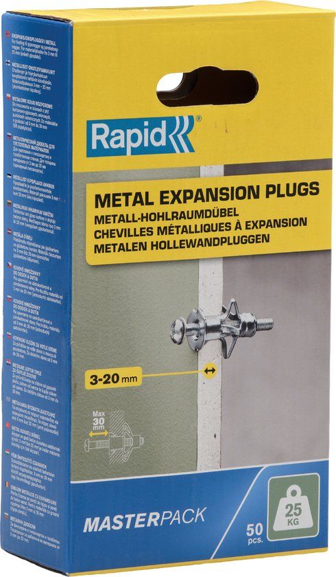 Rapid Hollewandplug voor Plaatdikte 3-20mm – 25 kg (50 st.)
