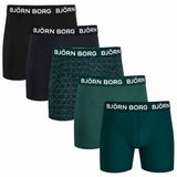 Björn Borg Cotton Stretch Boxershorts Heren Zwart/Donkerblauw/Groen - 5 stuks - Maat XL
