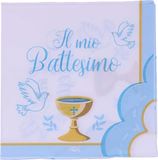 Graziano, Papieren servetten, doopblauw, 20 servetten, formaat 33 x 33, buffet, desserts, party