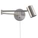 BARCELONA Led-wandlamp met scharnierarm en stopcontact, uittrekbare wandlamp metaal, nikkel, gesatineerd, industriële stijl, E27 G45 met schakelaar voor slaapkamer, lezen, hoofdeinde