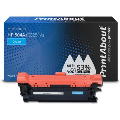 PrintAbout Huismerk HP 504A (CE251A) Toner Cyaan | Compatible