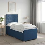 vidaXL Boxspringbed met matras en hoofdeinde Blauw 100 x 200 cm Stof